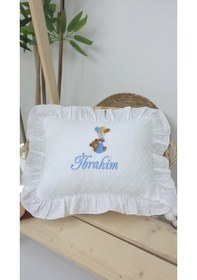 Resim Gros Shop Müslin Yeni Doğan 4katlı Organik %100pamuk Kişiye Özgü Nakışlı Hastane Çıkış Seti-ayıcık Model Beyaz-3 