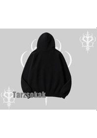 Resim Kapşonlu Sweatshirt Anime Cyberpunk Kız Baskılı Siyah 