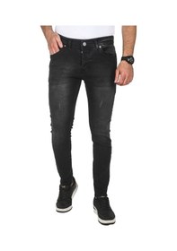 Resim Deepsea Erkek Siyah Jeans Skinny Fit Likralı Taşlanmış Kot Pantolon 2508588 Siyah 