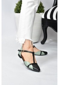 Resim Fox Shoes Yeşil/Siyah Kadın Babet B726881809 Yeşil - Siyah 