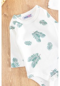 Resim Palmiye Desenli Şapkalı 3'lü Kız/erkek Bebek Takım 001 