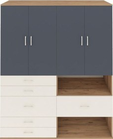 Resim Kronos Gardrop 7 Raflı 6 Çekmeceli 4 Kapaklı 176x59x221 Çam-antrasit/aytaşı Antrasit/aytaşı 