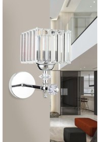 Resim İstanbul Avize Cabo Tekli Gümüş K-10 Kristal Taşlı Aplik Gümüş 