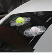 Resim 3d Beyzbol Futbol Tenis Topu Araba Gövdesine Vurur Araba Çıkartmaları Otomatik Cam Çıkartmaları 4 
