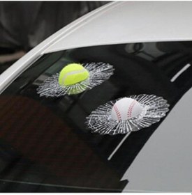 Resim 3d Beyzbol Futbol Tenis Topu Araba Gövdesine Vurur Araba Çıkartmaları Otomatik Cam Çıkartmaları 4 