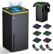 Resim ZAONOOL RGB Cooling Fan for Xbox Series X with Dust Filter & 3 Controller and Headset Holders, Fan Cooling System with 13 LED Light Modes, High Speed Top Dust Proof Cooler Fan for Xbox X Accessories 
