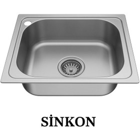 Resim Sinkon Paslanmaz Tezgah Üstü Krom Evye 40x50 Ankastre Eviye Sol Delikli Krom 