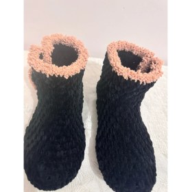 Resim Merut Style El Örgüsü Kadife Ip Yandan Düğmeli Ev Botu Panduf 