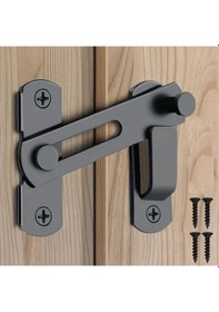 Resim Fochsia Siyah Film 180 Derece Paslanmaz Çelik Güvenlik Kilit Dayanıklı Evcil Hayvan Kapısı Garaj Banyo Pencere İçin 