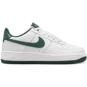 Resim Nike Air Force 1 Af1 Gs Leather Unisex Sneaker Yeşil Swoosh Hakiki Deri Günlük Spor Ayakkabı Beyaz Yeşil Beyaz - Yeşil 