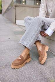 Resim ANGELİNA JONES MİRELA KADİN TABA TUTUN GERCEK SUET LOAFER AYAKKABİ 