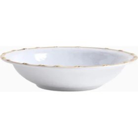 Resim Crate & Barrel Jake Arnold Abbott Beyaz & Bambu Melamin Servis Kasesi 