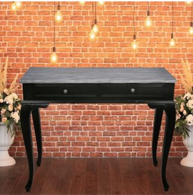 Resim ROYS AHŞAP Ahşap 120 Cm Çekmeceli Siyah Üstü Masif Eskitme Dresuar 