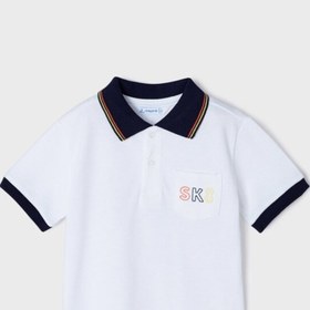 Resim Mayoral Çocuk Beyaz Polo Yaka T-shirt 