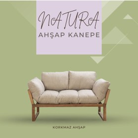 Resim Korkmaz Ahşap Natura Ahşap Kanepe KREM 