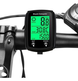 Resim Duhaline Bisiklet Hız Göstergesi Kilometre Sayacı Dijital Bisiklet Yol Bilgisayarı-19 Fonksiyonlu 