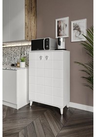 Resim Bella Çok Amaçlı Dolap Mutfak Balkon Kiler Banyo Ayakkabılık Dolabı Beyaz Gümüş 