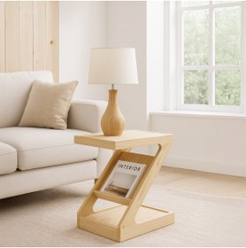 Resim ka tasarım Z Formlu Modern Tasarım Ahşap Sehpa Ve Gazetelik / Dergilik 