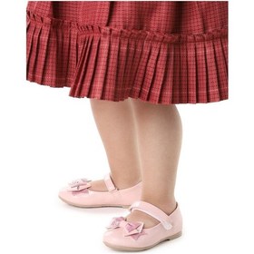 Resim Kiko Kids Cırtlı Kum Sim Fiyonklu Kız Çocuk Babet Ayakkabı Ege 202 Rugan Pembe 