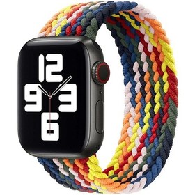 Resim Gökkuşağı Örgülü Tek Döngü Saat Kordonu, Boyut: S 135mm iOS Uyumlu Ultra 49mm-watch Ultra 2 49mm / / Se Akıllı Saat Aks. 47218399 