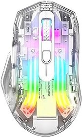 Resim Zienstar - Kablosuz oyun faresi, şeffaf kristal kaplı, üç modlu (USB kablolu + 2.4G kablosuz + Bluetooth), sessiz tıklama, şarj edilebilir, RGB ışıklar 