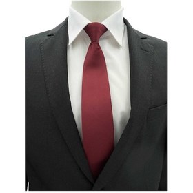 Resim Brianze Hazır Bağlanmış Klipsli Mat Saten Bordo Kravat Bordo 