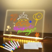 Resim AMILL 7 Renkli LED Akrilik Mesaj Panosu USB ile - Silinebilir Çizim ve Gece Lambası Yatak Odası, Ofis veya Doğum Günü Hediyesi için, Kendin Yap Tasarım, Canlı Renkler, Şeffaf Plastik, Mesajlar ve Yaratıcı Sanat için Mükemmel 
