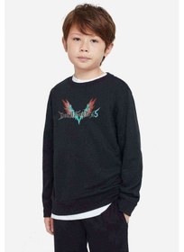 Resim Devil May Cry 5 Logo Baskılı Unisex Çocuk Siyah Sweatshirt Siyah 