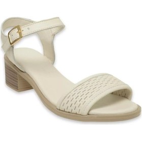 Resim Mammamia D24ys-1110 Kemik Crema Deri Topuklu 4,5cm Sandalet Kemik 