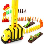 Resim Puzzle Domino Car Electric Train With Sound And Light Music Automatic Licensing Electric Car Toy Yellow Bee 