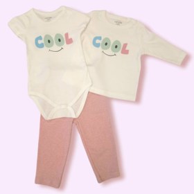 Resim Cool Bebek %100 Pamuk Badi'li Pijama Takım 3' Lü MDGTKM1827 