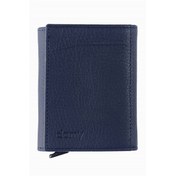 Resim Hakiki Deri Unisex Mekanizmalı Cüzdan 626Mg - Lacivert-Lacivert 