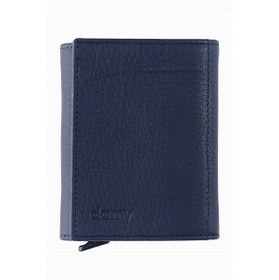 Resim Hakiki Deri Unisex Mekanizmalı Cüzdan 626Mg - Lacivert-Lacivert 