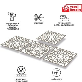 Resim Tink Kendinden Yapışkanlı Selçuklu Geometrik Desenli Pvc Karo 30 x 30 cm (33 Adet) 3 M² 