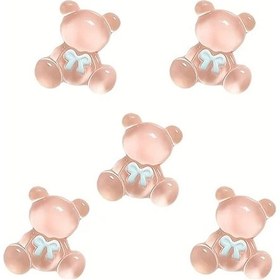 Resim Gateesat Pembe 5 Adet Şeffaf Ayılı Buzdolabı Mıknatıslı Not Tahtası 