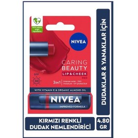Resim Nivea 3'ü 1 Arada Nemlendirici Dudak Bakım Kremi Red 4.8 G 