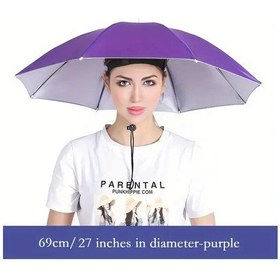 Resim Turcoshop11 Mor Şapka Şemsiye 69cm Hafif Yağmur Güneş Balıkçılık Esnek Bant 