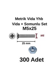 Resim Tuğra Hırdavat M5x25mm Metrik Vida Yhb - Somunlu 300'lü Takım 0-0 