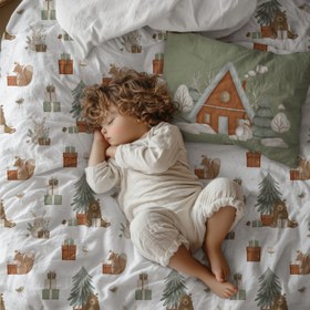 Resim Snowy Çift Taraflı Pamuk Saten Çok Renkli Çocuk Nevresim Seti 140x200cm 