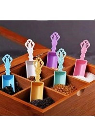 Resim Çok Renkli 6'lı Baharat Küregi Ahşap - Şeffaf 