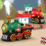 Resim Retro buharlı tren çocuk oyuncağı, ışıklama, püskürtme ve otomatik engel önleme fonksiyonlu araba, erkek ve kızların sevdiği şenlikli hediye 