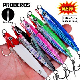 Resim Proberos Tuzlu Su Balıkçılığı Jigleri 10g-60g Asist Kancalı Set, Levrek, Whiting, Snapper, Trevally, Kılıç, Altın Levrek için Dikey Hızlı Jigging Yemleri – Kurban Bayramı Dayanıklı Kurşun Jigleri Ton Balığı, Somon, Yelken Balığı, Levrek, Çipura, Kral Balığı için 