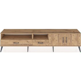 Resim Arges Tv Ünitesi 3 Raflı 2 Çekmeceli 2 Kapaklı 220x30x51 Çam-çam Atlas Çam/atlas Çam - Atlas Çam 
