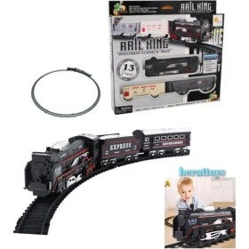 Resim Berat Toys Berattoys 13 Parça Pilli Işıklı Tren Seti Oyuncak Tiren 1 Lokomotif 2 Vagon Raylı Klasik Kara Tren 