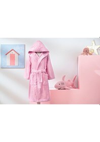 Resim Girl Unicorn Kapüşonlu Kadife Çocuk Bornozu 5/6 Yaş Pembe 