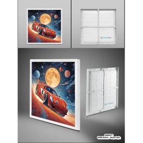 Resim Şimşek Mcqueen Avize, 60X60 Çocuk Odası Avize, 60WATT, Estetik Kare, Yapay Zeka Tasarım Avize, Uzay 