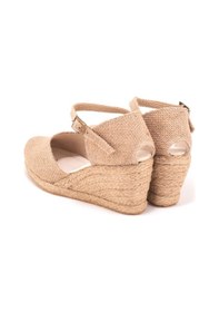 Resim Star Tombis Gerçek Elişi Bilekten Bantlı Topuğu Açık Keten Espadril Dolgu Topuk Handmade Çok Renkli 