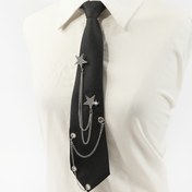 Resim 1PC Kızlar Moda JK Kravatı Rhinestone Yıldızlı Dekoratif Zincir ile, Hediye için İdeal Seçim 