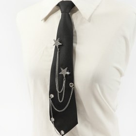 Resim 1PC Kızlar Moda JK Kravatı Rhinestone Yıldızlı Dekoratif Zincir ile, Hediye için İdeal Seçim 
