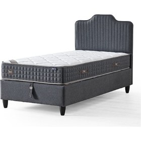 Resim Menekşe Tek Kişilik Sandıklı Baza Ve Dekoratif Başlık 2 Li Set 100 x 200 